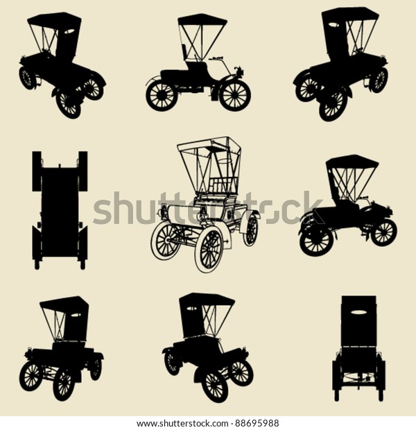vector old car silhouette
set