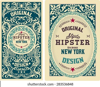 Vector. Old cards with floral details. Elements organized by layers.