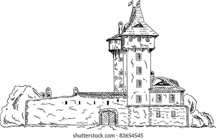 vector - old castle ( in town Frydek Mistek at Czech republic, at Europe )