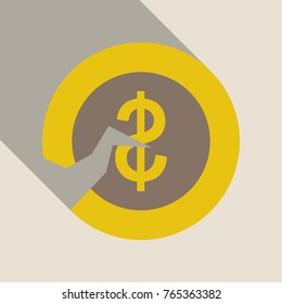 vector old coins. Cracked Coin in flat style with shadow