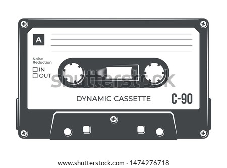 Vector old compact audio cassette. Isolated on white background