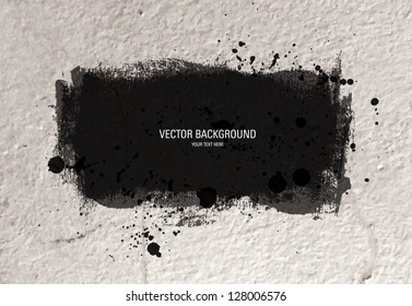Vector old concrete wall background with grungy black paint