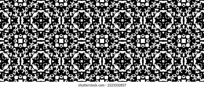 Vector Old Drawing. Ink Sketch Pattern. Cloth Ink Background. Black Seamless Paint. Tribal Drawn Texture. Line Paper Paint. Doodle Rough Drawing. Endless Ikat Drawing. Floral Background Print