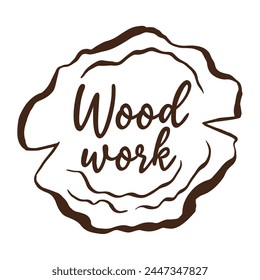 Logotipo de madera marrón Vector. Icono de línea de trabajo de madera