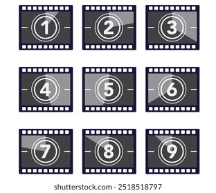 Vector old film countdown with scratches and vorse for your animation.