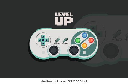 vector of old game console in retro vintage design style. Retro style game controller. Gamepad
