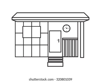 Vector old garden shed in contour