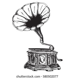 Vector old gramophone on a background.