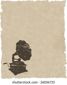 vector old gramophone on old paper