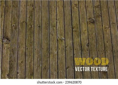 Vector old grunge wood background texture. Grunge  background of natural wood. Wood wall or table top