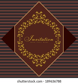 Vector old invitation card with floral detail.