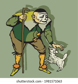 vector de un anciano con perro