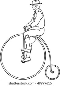 vector - old man goes to great historical bike