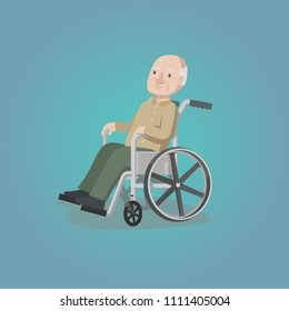A vector old man ride on wheelchair.