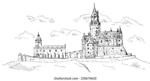 vector - antiguo castillo medieval Bouzov, república checa, Europa