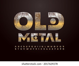 Vector Old Metal Alphabet set. Creative grungy Font. Abstract style Letters and Numbers