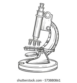 Vector old microscope  Vintage laboratory alchemy symbol