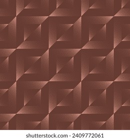 Vector Old Money Geometric Seamless Pattern Trend Brown Abstract Background. Half Tone Art Illustration for Fashionable Vogue Textile Print. Endless Eye Catching Abstraction Wallpaper Dot Work Texture