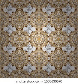 Vector old moroccan, arabian and turkish ornaments. Seamless golden vintage pattern on background.