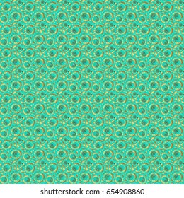 Vector old moroccan, arabian and turkish ornaments. Seamless golden vintage pattern on blue background.