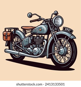 Moto vectorial antiguo con un sencillo diseño plano