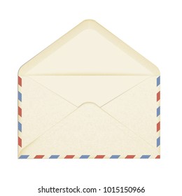 vector old open envelope. red and blue markings on the edges. isolated on white background