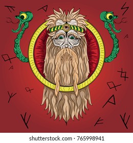 vector old pagan God and the snake