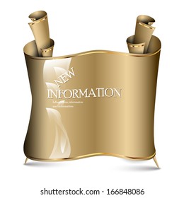 Vector old paper banner with golden straights