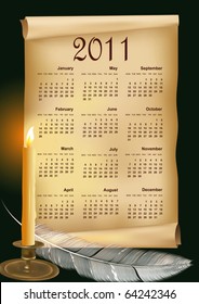 vector old paper with calendar 2011