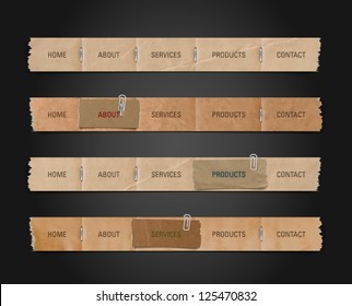 Vector Old Paper Navigation Bars Collection