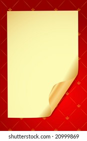 Vector old paper on red glamour background