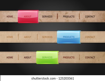 Vector old paper web navigation bar design templates