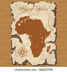 Vector old parchament. Map of Africa.