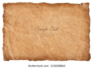 Vector old parchment paper sheet vintage aged or texture isolated on white background.