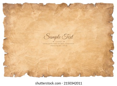 Vector old parchment paper sheet vintage aged or texture isolated on white background.