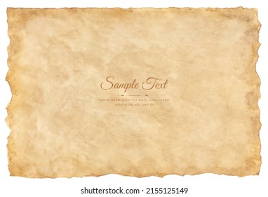 Vector old parchment paper sheet vintage aged or texture isolated on white background.