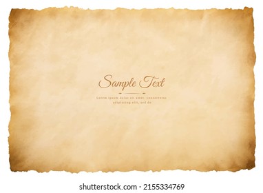 Vector old parchment paper sheet vintage aged or texture isolated on white background.