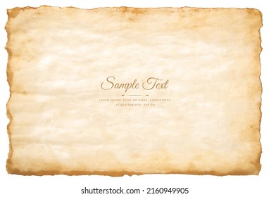 Vector old parchment paper sheet vintage aged or texture isolated on white background.