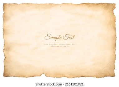 Vector old parchment paper sheet vintage aged or texture isolated on white background.