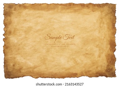 Vector old parchment paper sheet vintage aged or texture isolated on white background.