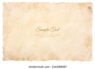 Vector old parchment paper sheet vintage aged or texture isolated on white background.