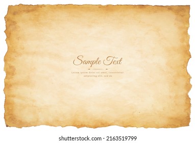 Vector old parchment paper sheet vintage aged or texture isolated on white background.