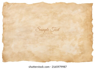 Vector old parchment paper sheet vintage aged or texture isolated on white background.