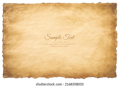 Vector old parchment paper sheet vintage aged or texture isolated on white background.