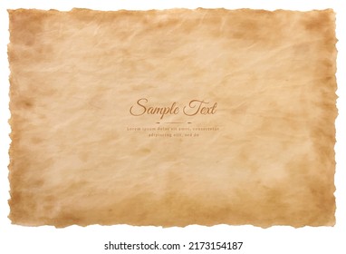 Vector old parchment paper sheet vintage aged or texture isolated on white background.