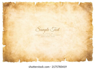 Vector old parchment paper sheet vintage aged or texture isolated on white background.