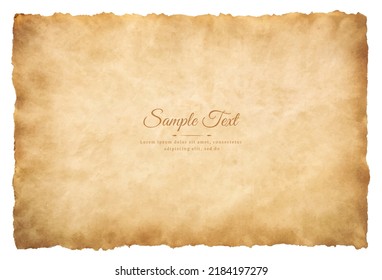 Vector old parchment paper sheet vintage aged or texture isolated on white background.