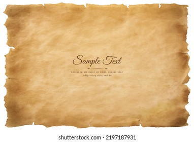 Vector old parchment paper sheet vintage aged or texture isolated on white background.