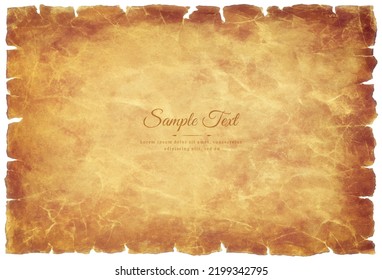 Vector old parchment paper sheet vintage aged or texture isolated on white background.