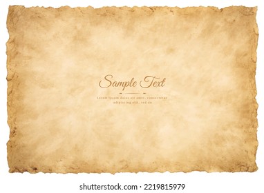 Vector old parchment paper sheet vintage aged or texture isolated on white background.